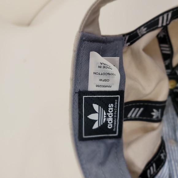 Adidas  Lot of 2 Trefoil Caps Unisex– White Strapback + Acid-Wash Denim Hat - Picture 8 of 14